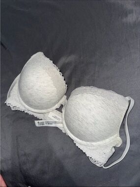 Victorias Secret PINK Wear Everywhere Sparkly Glitter Gray Push Up Bra 34C